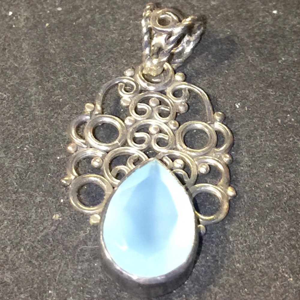 Sterling Silver Lt Blue Sapphire Charm